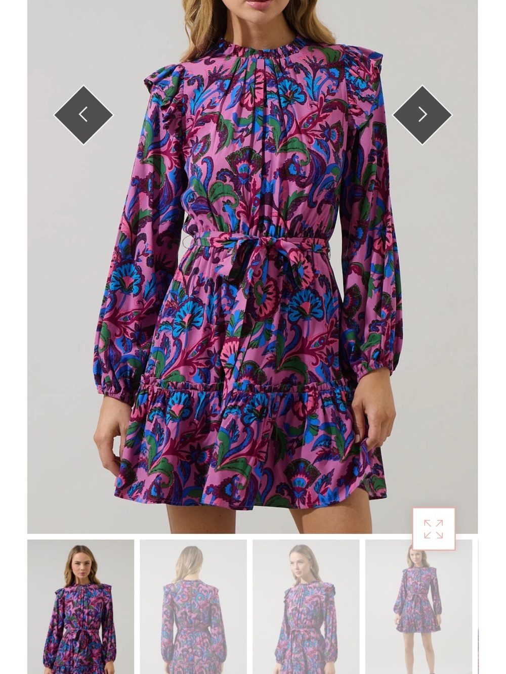 Sugarlips Valier Floral Balloon Sleeve Blouson Dress